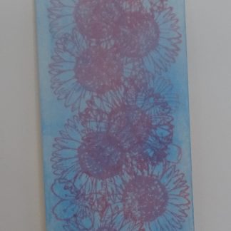 Signet de la collection encre d’arts «fleur rose à fond bleu »